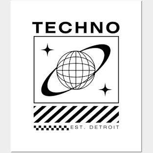 TECHNO  - Ring Planet Y2K (Black) Posters and Art